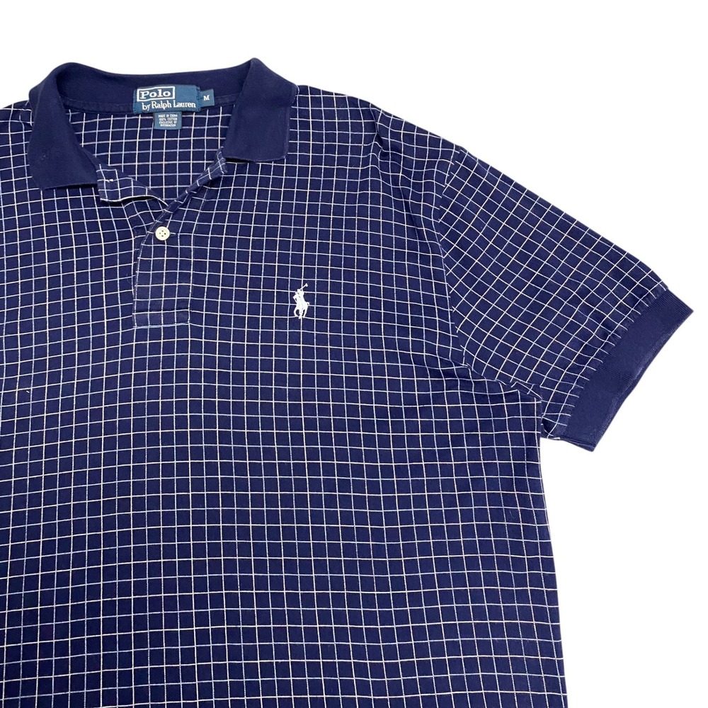 Y2K Blue Polo Ralph Lauren Check Polo Shirt